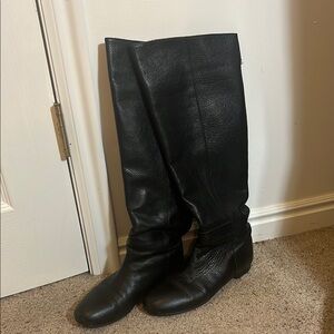 Black Knee High Leather Boots